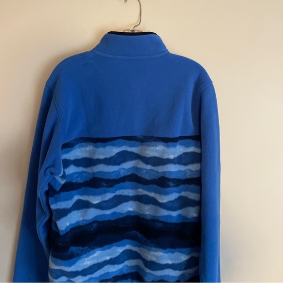 NWT Lands End Mens Heritage Fleece Snap Neck Pullover M Blue Navy Mountain Ombre - Picture 4 of 7